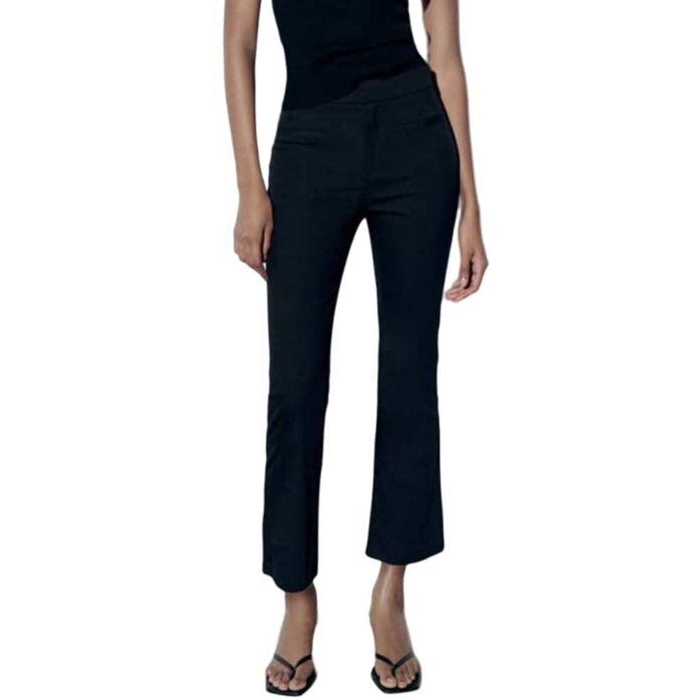 Zara Black Mini Flare High Waisted Wide Leg Split Minimal Dress Pants Size XXL - Picture 3 of 12